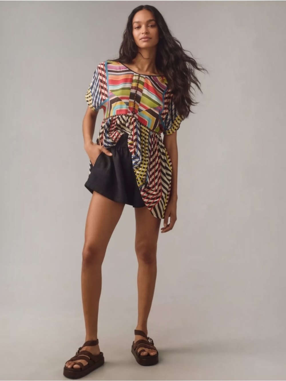 Conditions Apply Kynsa Tunic Top Anthropologie Multicolor Oversized Blouse